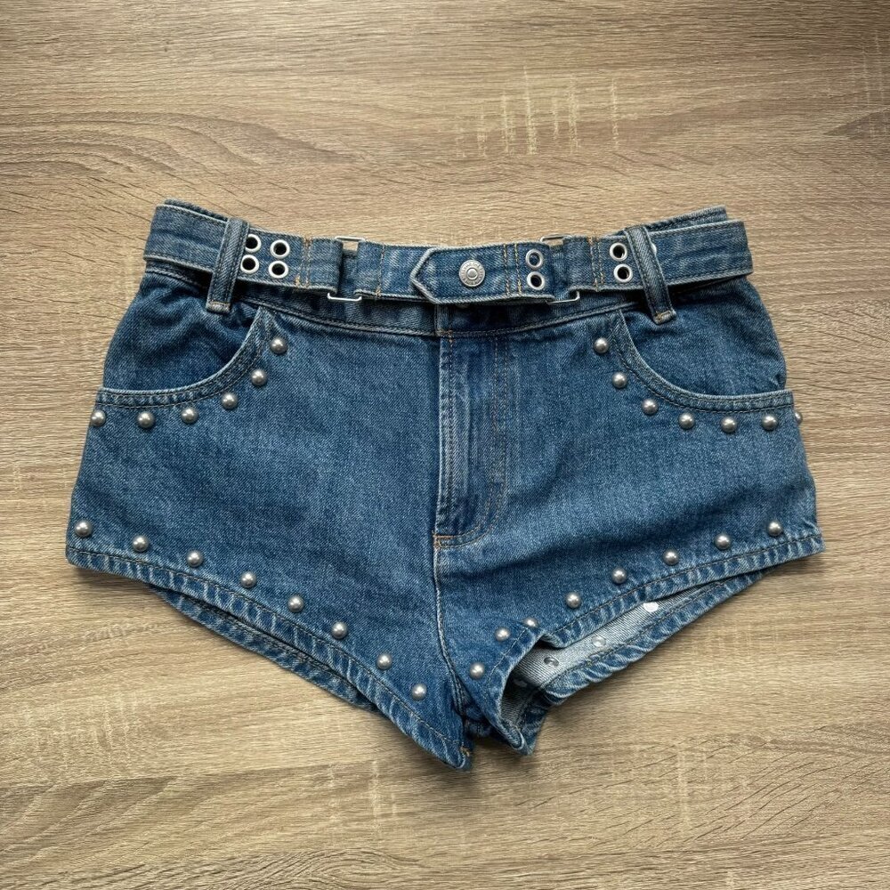 New Free People Studded Micro Jean Shorts 25